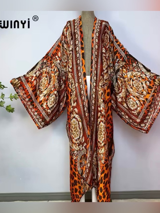 Other - Boho Orange Leopard & Baroque Kimono